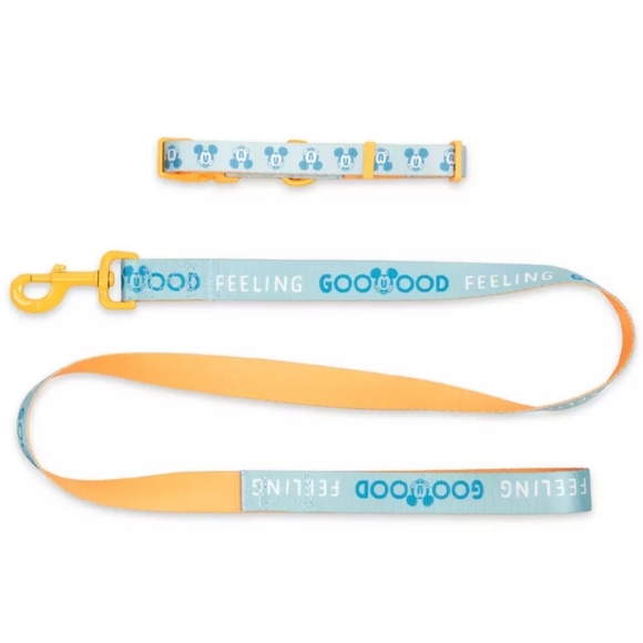 DisneyParks Mickey Mouse Dog Collar And Lead GOOD FEELING Yellow Blue Large NWT - Picture 4 of 11